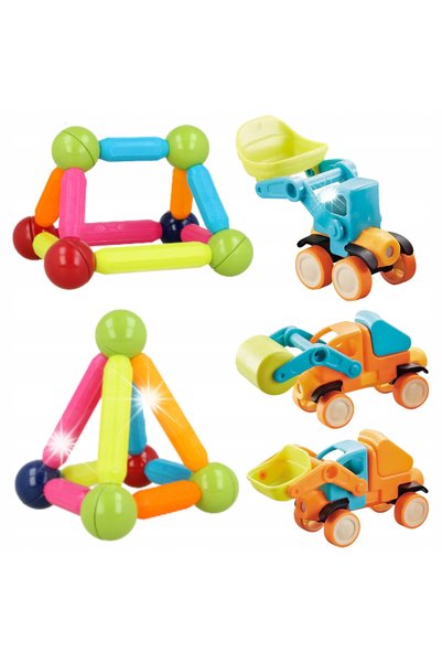woopie Set de construcție magnetică Vehicule 52 piese Puzzle 3D Cadou 3+