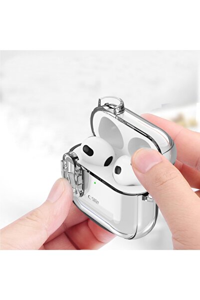 Tech-Protect Husă subțire transparentă cu cârlig pentru Apple AirPods 4