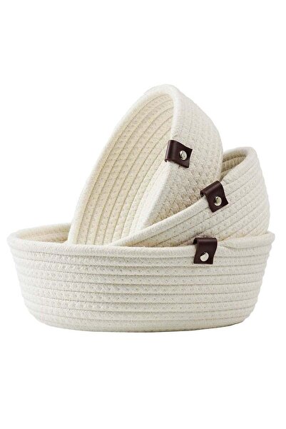 Generic Set of 3 Rope Woven Storage Baskets Set For Organizing, Thick Cotton ...