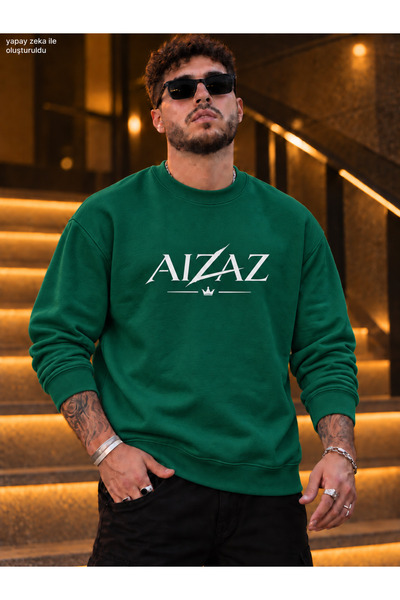 caddekombin Men's Aizaz Crown and Lightning Printed Crew Neck Casual Regular ...
