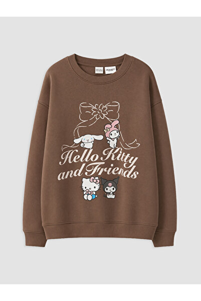 LC Waikiki Alita City Lcw Kids Brown Hello Kitty Printed Girls' Sweatshirt wi...