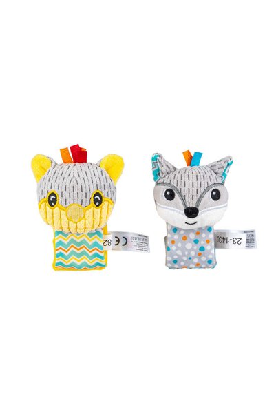 Balibazoo Zornăitoare de încheietură pentru Koala și Raton – Set de 2 brățări moi cu închidere cu scai, etichete texturate și materiale asortate, pentru bebeluși 0+