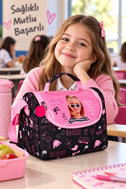 Barbie Kız Çocuk Pembe Termal Beslenme Çantası Okul Yemek Çantası Günlük Kull...
