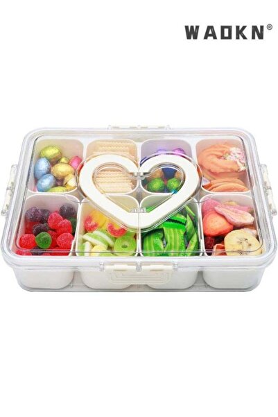 Generic Divided Serving Tray with Lid and Handle , Snackle Box Containers wit...
