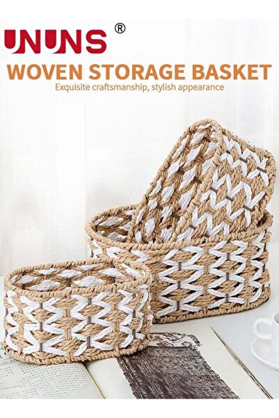 Generic 3Pcs Wicker Basket,Rattan Woven Storage Basket Wicker Storage Basket,...