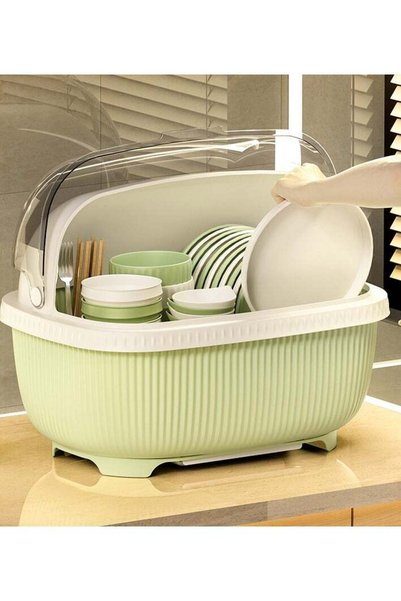 Generic Kitchen Storage Box with Flip Lid - Dish Drying Rack u0026 Utensil Or...