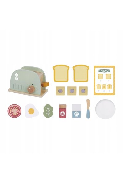 Tooky Toy Set de mic dejun pentru copii, prăjitor de pâine din lemn, culori p...