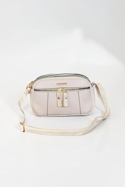 Classbag Women's Cream Medium Size Stylish Cross Shoulder Bag with Front Zipper Pocket and 4 Compartments