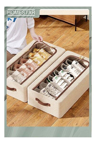 Generic Shoe Storage Box with Double Zippers, Fabric Shoe Storage Bins Under ...