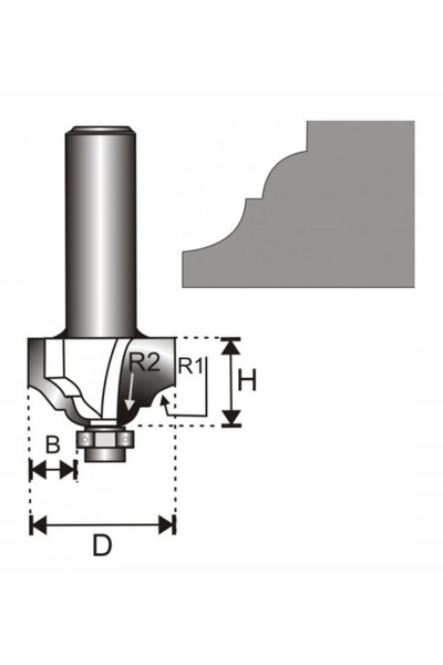 dedra FREZĂ CLASICĂ CU RULMENT T8 D39.3 H15.9 R1/R24 46/6.35 - DED07F162B