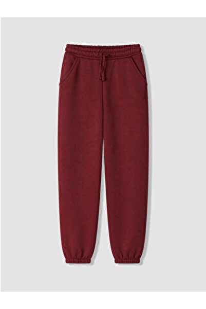 LC Waikiki Burgundy Elastic Waist Girls' Jogger Sweatpants