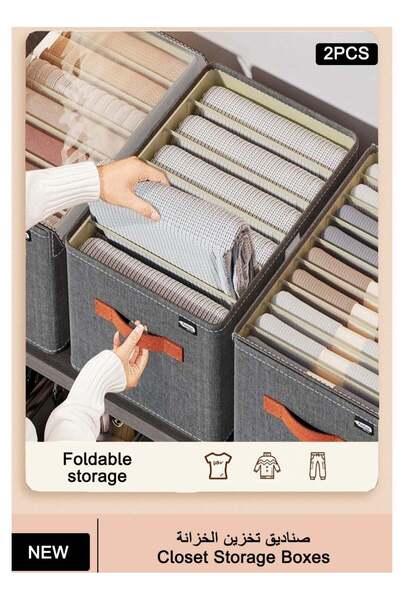 Generic Wardrobe storage organizer, 2-pack of 6 large-compartment fabric stor...