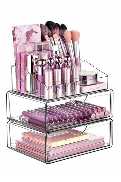 Generic 3 Tier Clear Makeup Organizer with Drawer,Cosmetic Storage for Dresse...