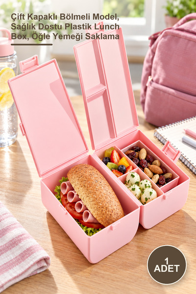 Yenilig 1 Piece Lunch Box – Model with Double Lid and Compartments, Health-Fr...