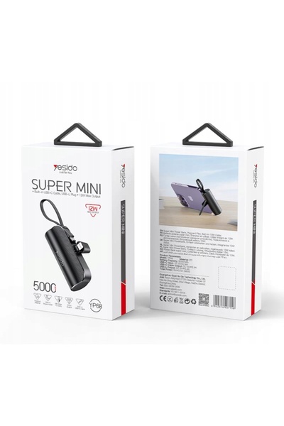 NO BRAND Yesido Powerbank YP68 5.000 mAh 12W + cablu USB-C, conector Lightnin...