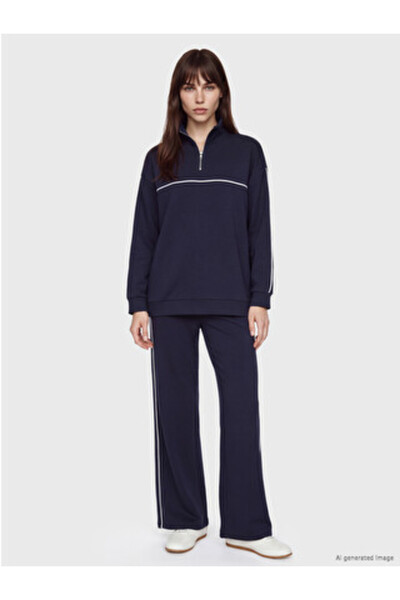 LC Waikiki Navy Blue Stripe Detailed Soft Touch Women's Sweatpants