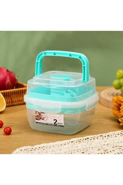 Generic Portable Leak-Proof Lunch Box With Dividers, 1300ml Double Layer Bent...
