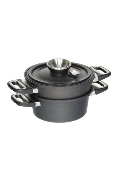 AMT Gastroguss Комплект за готвене на пара от 3 части, алуминиев, 33 x 26 см ...