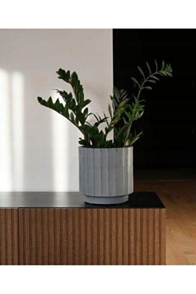 Polnix Ghiveci decorativ din ceramică, cu suprafață striată, gri, 24 cm