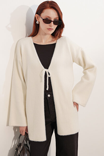 Bigdart Kadın Oversize Triko Hırka 15972 - Krem