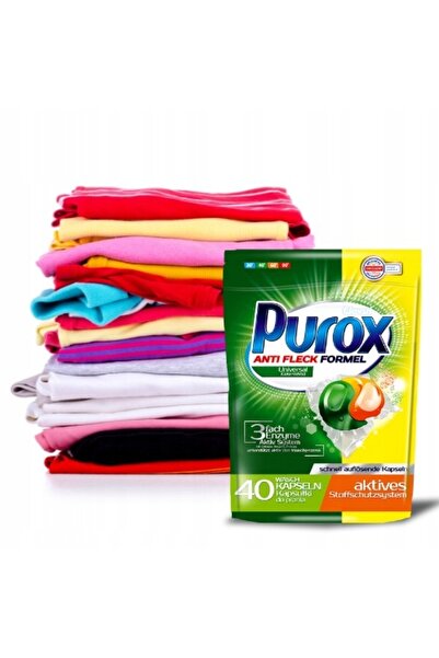 Purox Capsule de spălat rufe 40 bucăți universale pentru țesături albe și col...