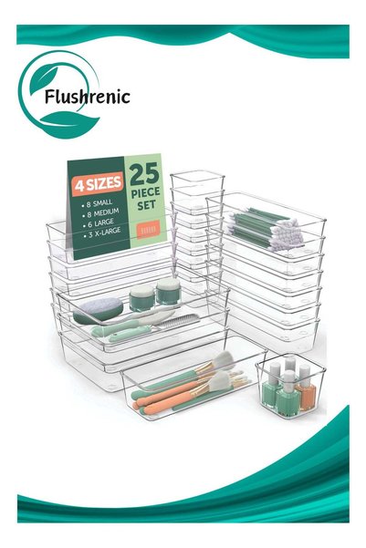 Generic 25 Pieces Clear Plastic Drawer Organiser Tray, Drawer Divider Storage...