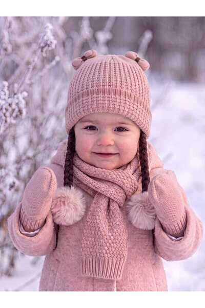 Aware Time Kitti 0-12 Months Girls' Lined Scarf, Beanie, Gloves 3-Piece Set