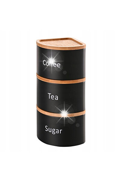 Odelo SET DE RECIPIENTE DE BUCĂTĂRIE – 3 RECIPIENTE NEGRE PENTRU CAFEA, CEAI ...