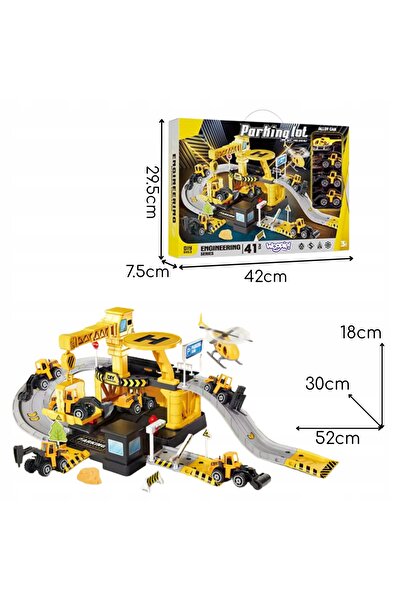 woopie Garaj Parcare Drum Roboți 41el. Tobogan, mașină, elicopter 3+