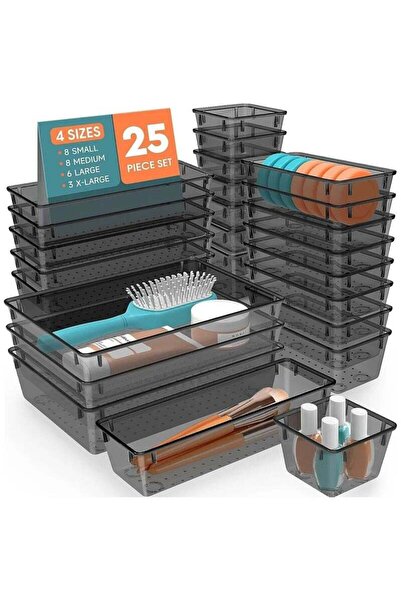 Generic 25 PCS Plastic Drawer Organizer Set, 4-Size Versatile Organizer Trays...
