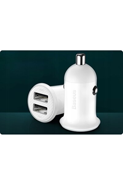 Baseus Încărcător auto grain pro 2x USB 4.8A (alb)