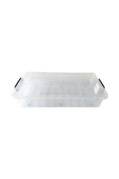 Generic Underbed Storage Box 35L Transparent Plastic Organizer with Wheels an...
