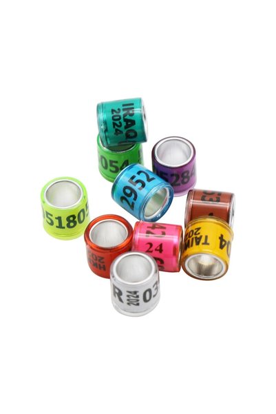 Nafpro Set de 50 inele pentru porumbei, dimensiune 8mm, din aluminiu, multicolor