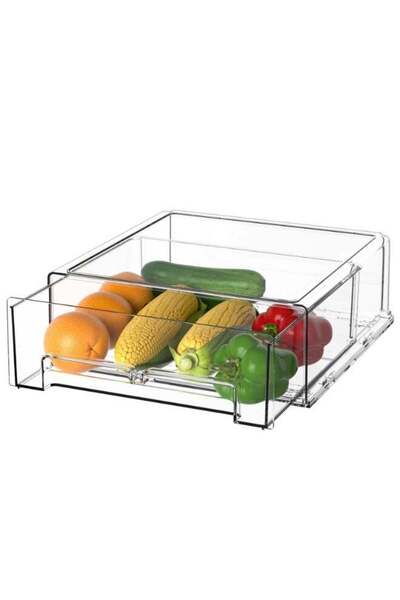Generic Refrigerator Drawers - Stackable Fridge Organizer Bins Pull Out Drawe...