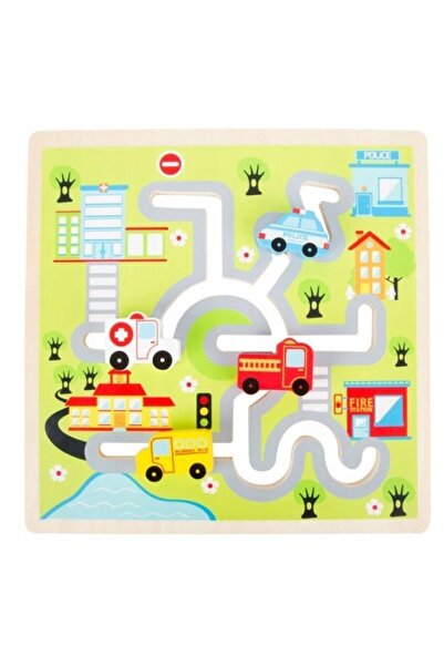 Woodyland Puzzle glisant Labirint pentru copii, cu animale colorate.