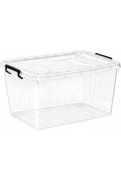 Generic 90L Clear Plastic Storage Box with Lockable Lid – [Reinforced Grid Bo...