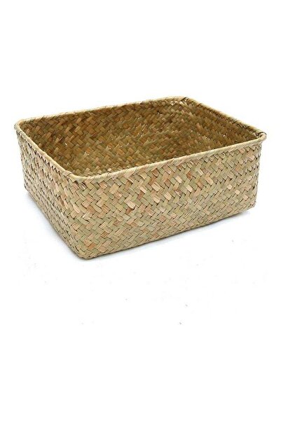 Generic Handmade Straw Dried Flower Fruit Pot Basket Rattan Box Candy Earphon...