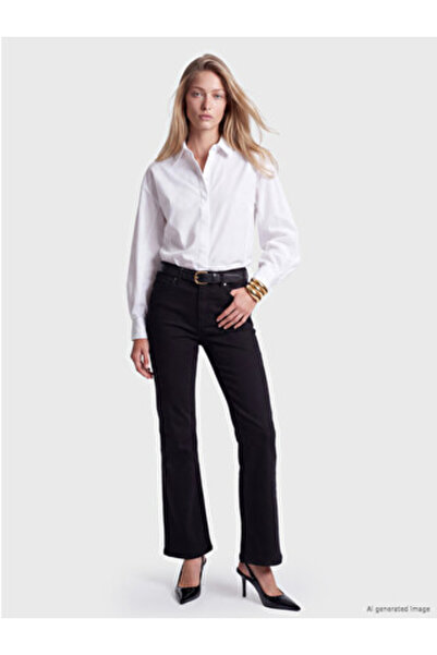 LC Waikiki Black high waist flare women's jean pants