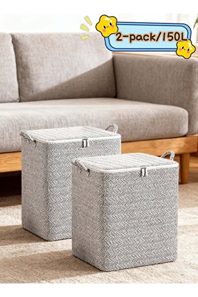 Generic 2PCS Fabric Storage Boxes, Large-Capacity Clothing And Quilt Storage ...