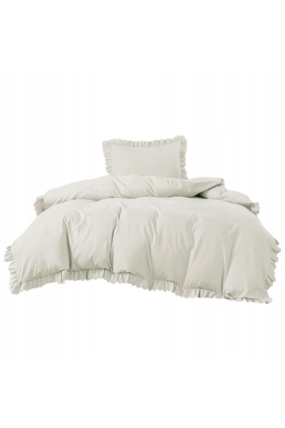 Cotton World Set de lenjerie de pat 140x200 Cu față de pernă cu volane Microf...