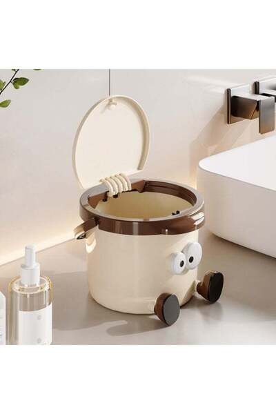 Generic Cute Desktop Trash Can with Press Lid & Handle, Desktop Trash Bin Sto...