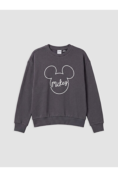 LC Waikiki Gencc Quality Gray Mickey Mouse Printed Girls' Sweatshirt