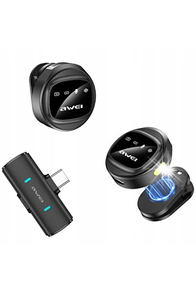 NO BRAND Microfon wireless lavalieră AWEI MK3 Duo negru