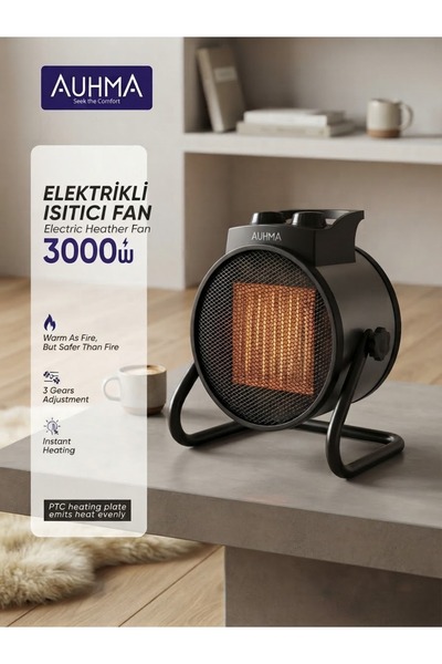 Genel Markalar Aura Akse 3000W Elektrikli Isıtıcı Fan – PTC Seramik Teknoloji...