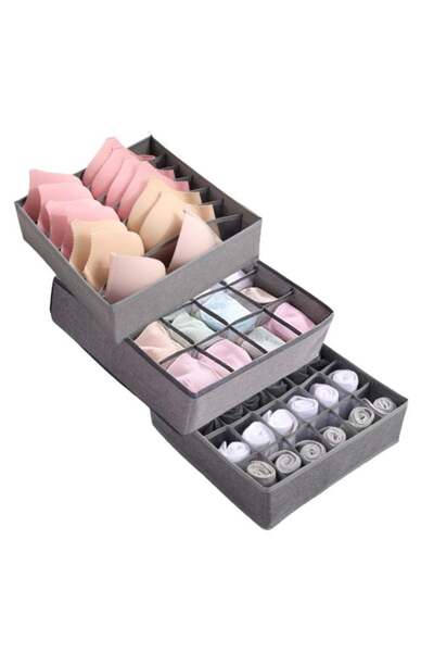 Generic 3 PCS Fabric Drawer Organizer 47 Cells - Foldable Closet Storage Box ...