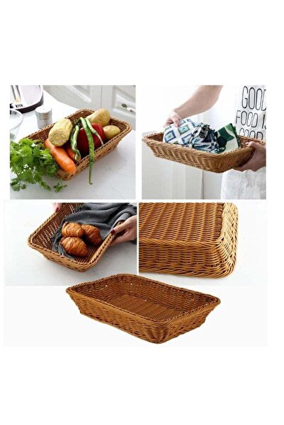 Generic 1 PCS Poly-Wicker Bread Basket,Handmade Rattan Woven Pantry Organizer...