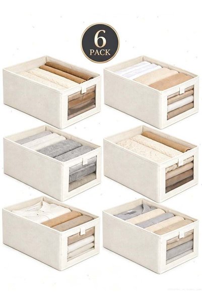 Generic 6-Piece Fabric Closet Organizer Set with Mesh Front Window, Foldable ...