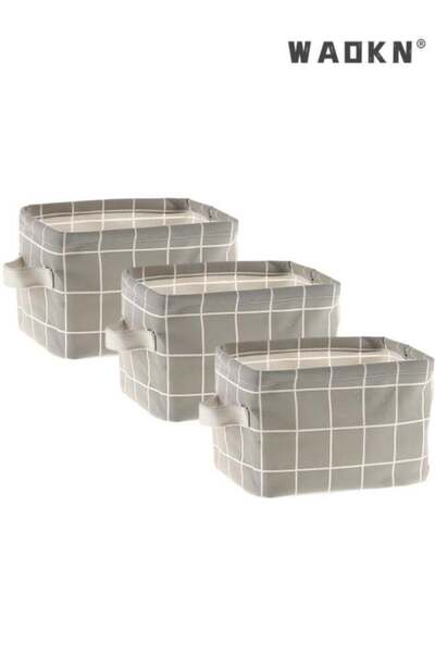 Generic 3 Packs Storage Basket Bins Canvas Mini Storage Cubes Storage Basket ...