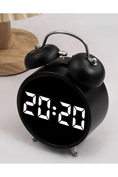 NO BRAND CEAS DIGITAL RETRO CU ALARMĂ LED, TEMPERATURĂ, USB, NEGRU, MOD NOAPTE