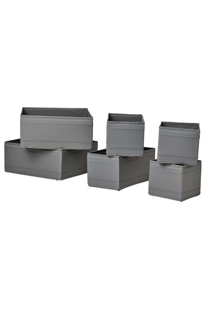 Generic Drawer Organiser Box, Dark Grey – Set of 6
